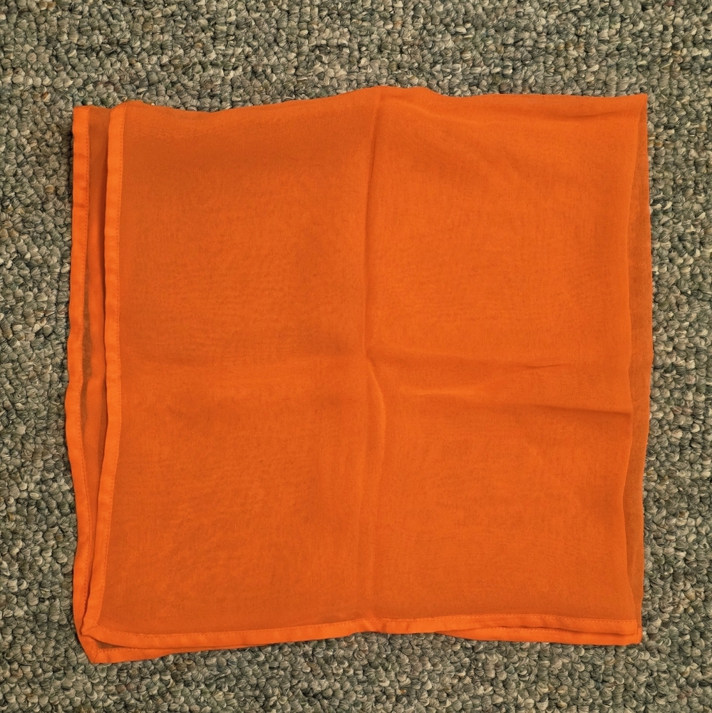 Bloomingdale's Semi-sheer Bright Orange Silk Neck Scarf